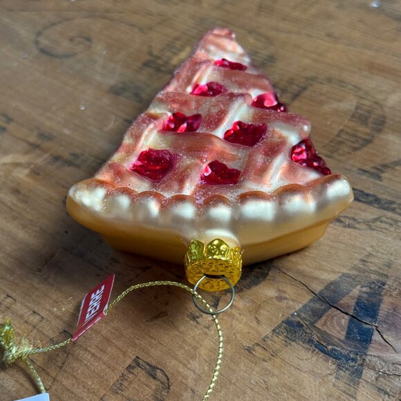 Cherry Berry Pie Slice Blown Glass Christmas Holiday Ornament Gold/Red - Picture 4 of 7